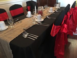 Table set for a special dinner at Georgie's Restaurant.