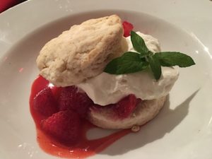 Strawberry shortcake for dessert.